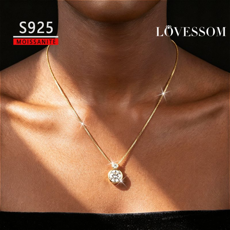 Women's 925 Silver Moissanite Gourd Pendant Necklace — Versatile Gift